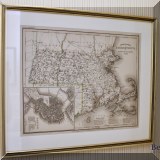 A11. Framed map of Massachusetts. 